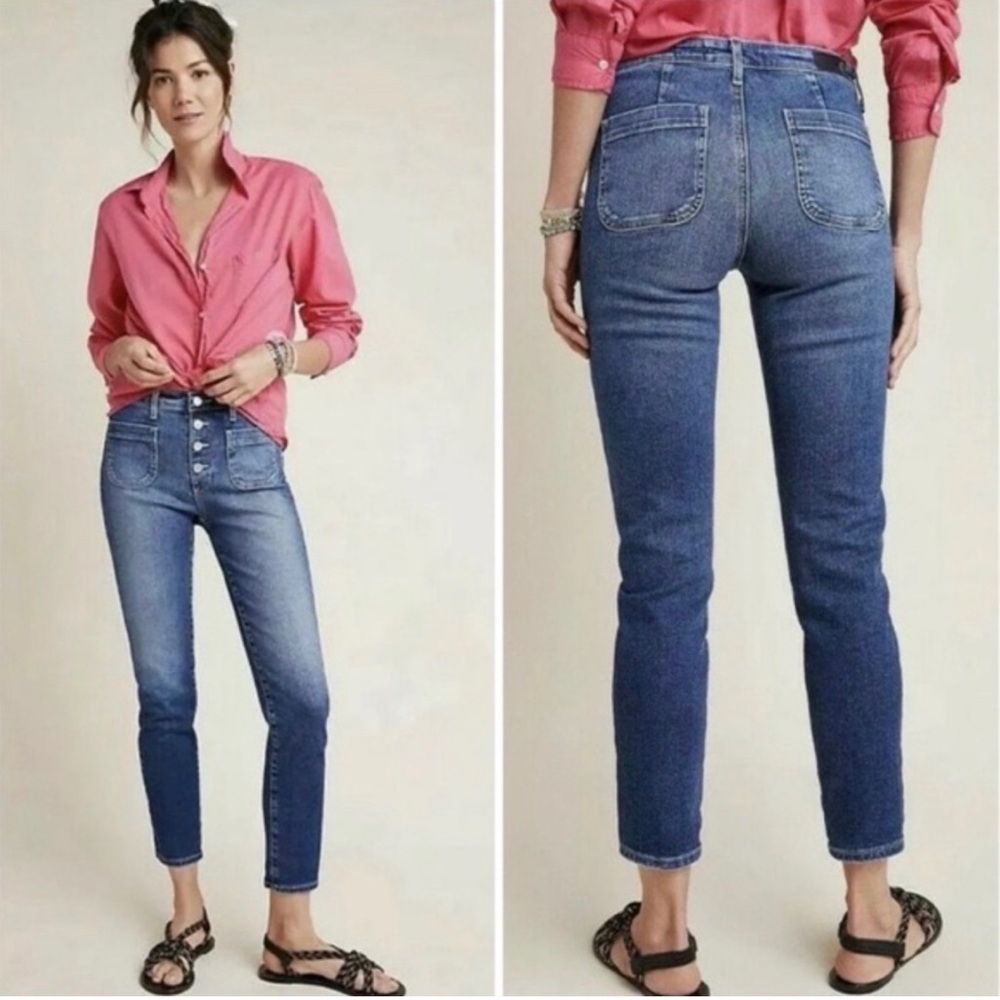 AG Adriano Goldschmied Anthropologie Vintage Button Front Jeans